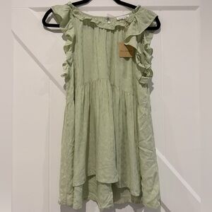 Blu Pepper Light Green Ruffled Tunic Blouse